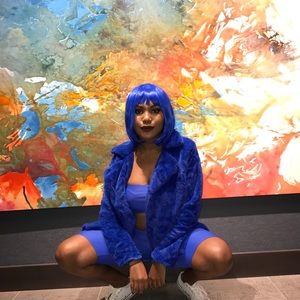 Blue wig